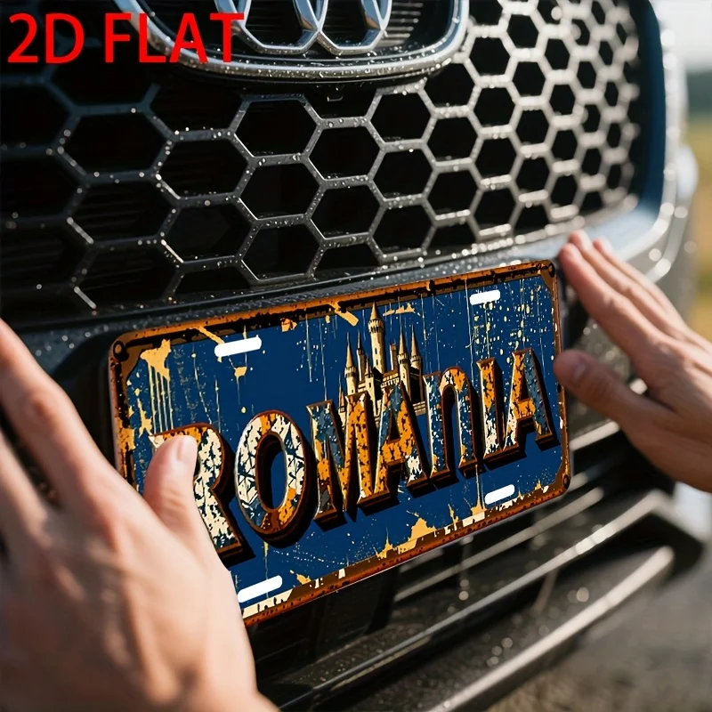 1pc, 2D Flat, Vintage Style Aluminum License Plate