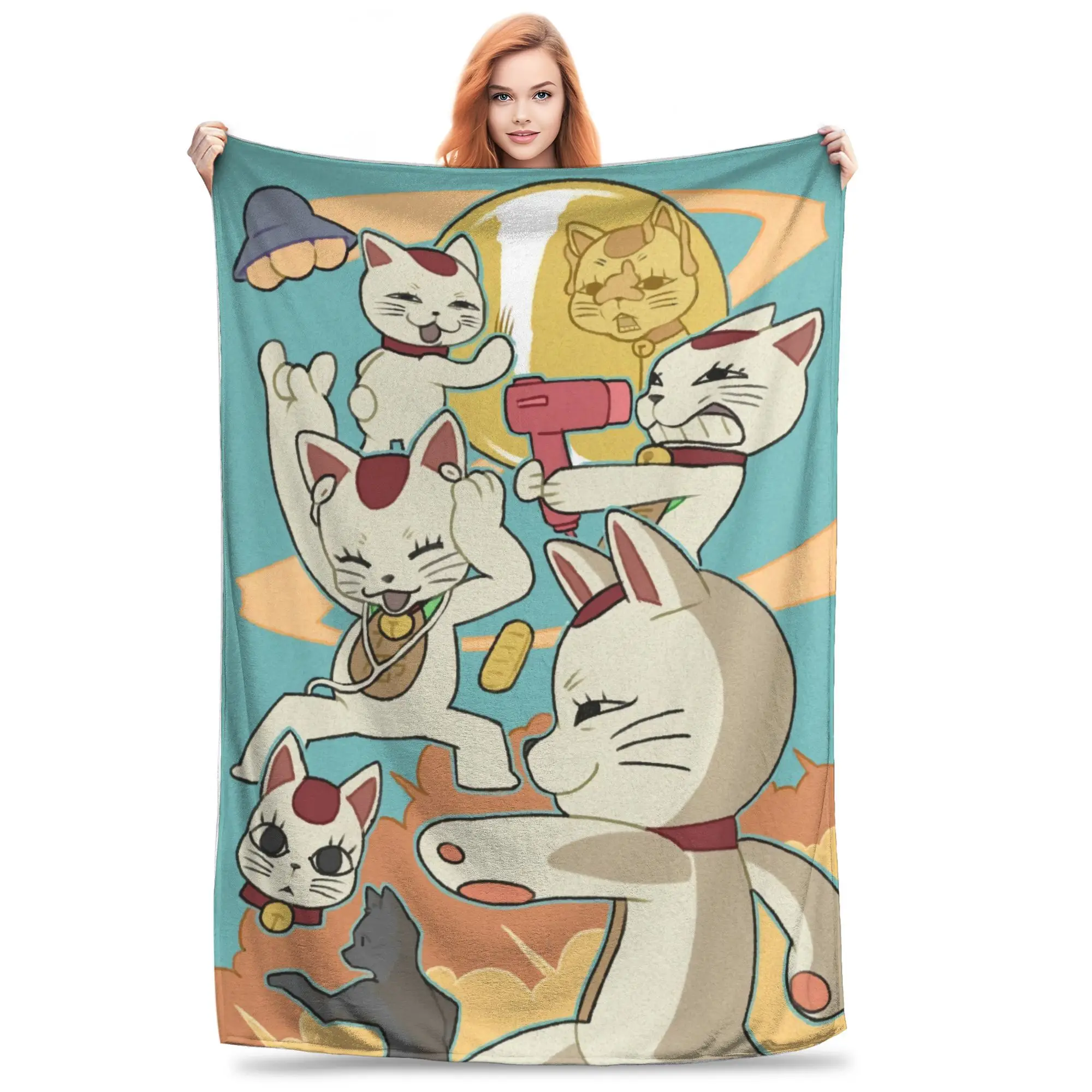 Warm BlanketChild Picnic Turbo Granny Cat Throw Blanket  Flannel Bedspread For Outdoor Novelty Sofa Bed Cover