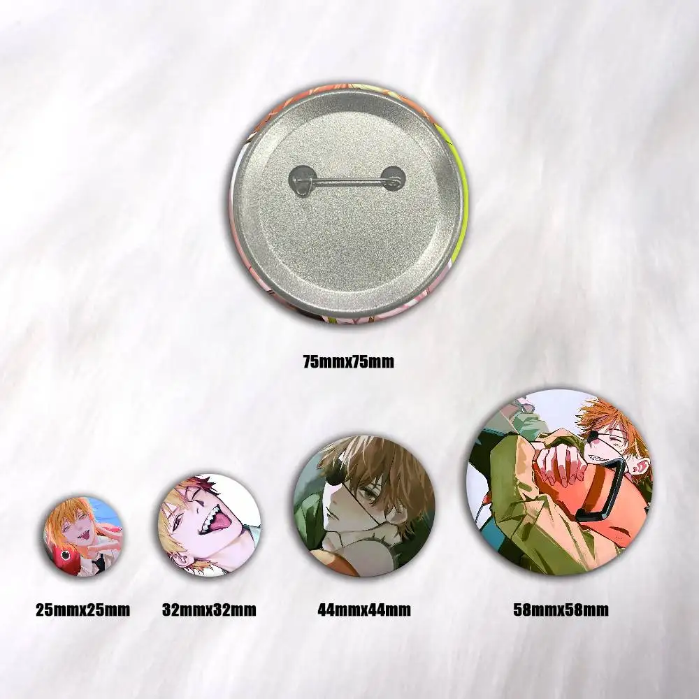 Anime D-Denji Creative Round Button Badges Cute Pin Brooch for Backpack Clothes Lapel Jewelry Accessories Friends Gift