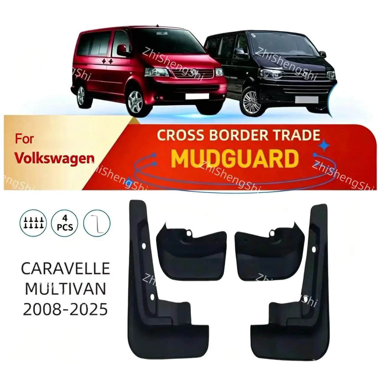 For Volkswagen Multivan T5 T6 T7 2008-2025 Car Mudguards Wheel Splash Guards No Drilling Fender Liners Auto Accessories