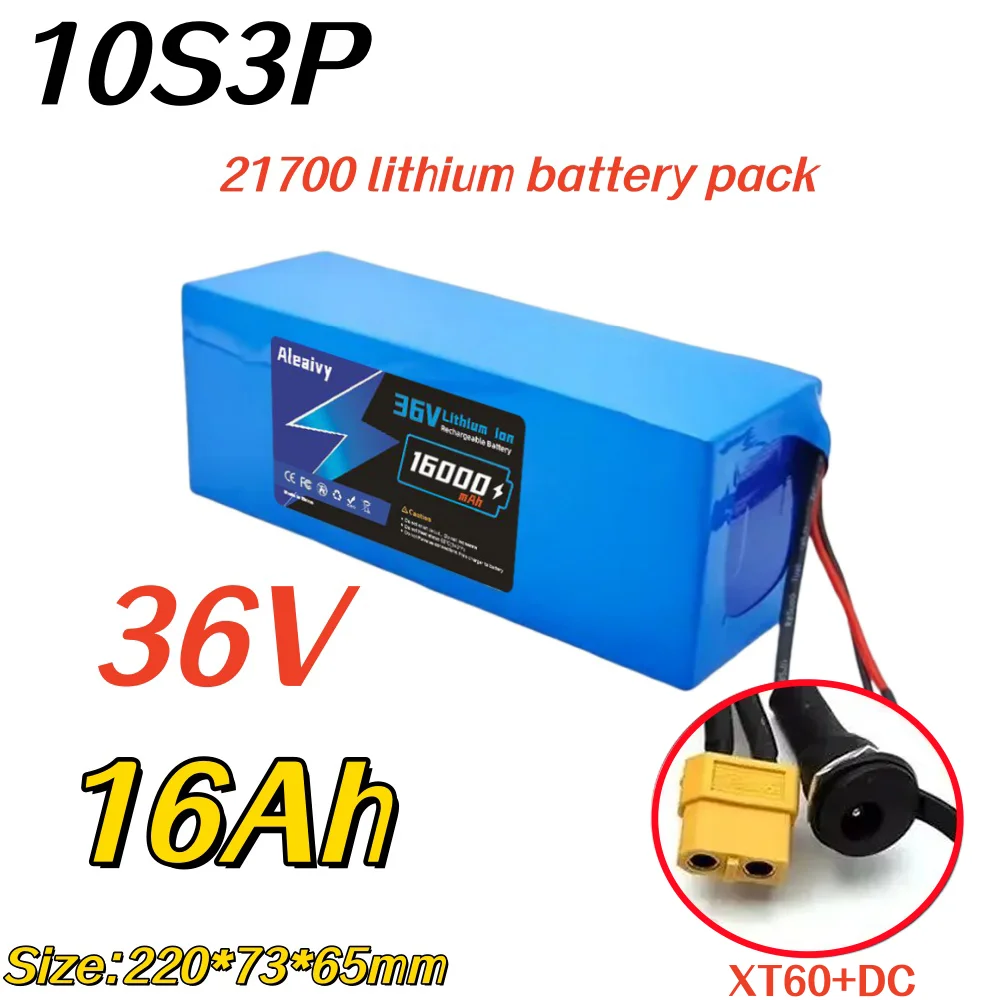 

New 21700 10S3P Lithium ion Battery Pack 36V 16000mAh With BMS For E-tools scooter Spare cells , 42V 2A Charger.