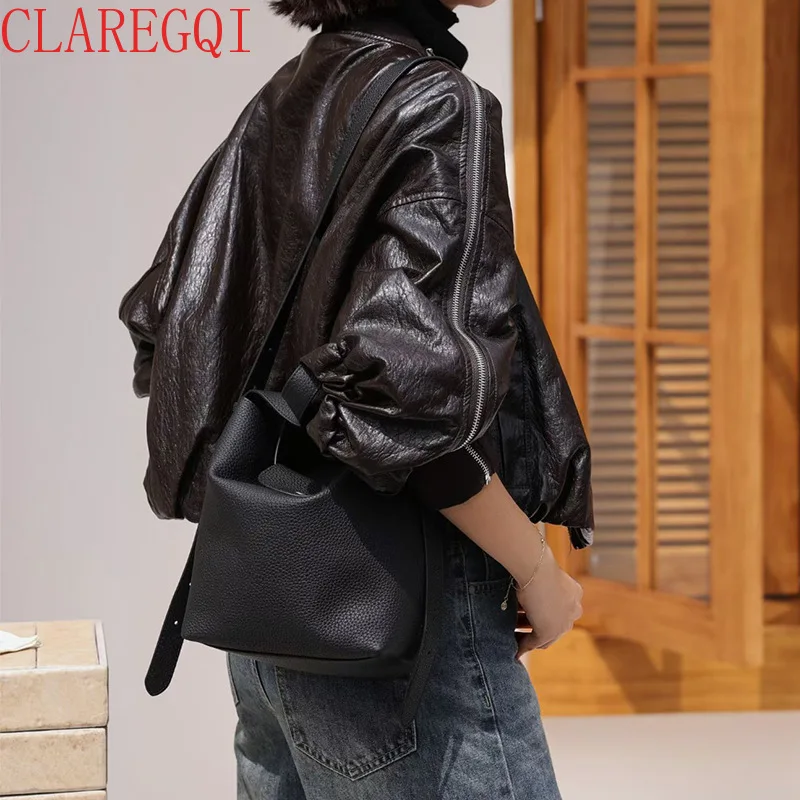 New Cowhide Casual Retro Shoulder Bag Women The Niche Is Relaxed Handbagger Fashion Daily Life Leather Bags Women All Match