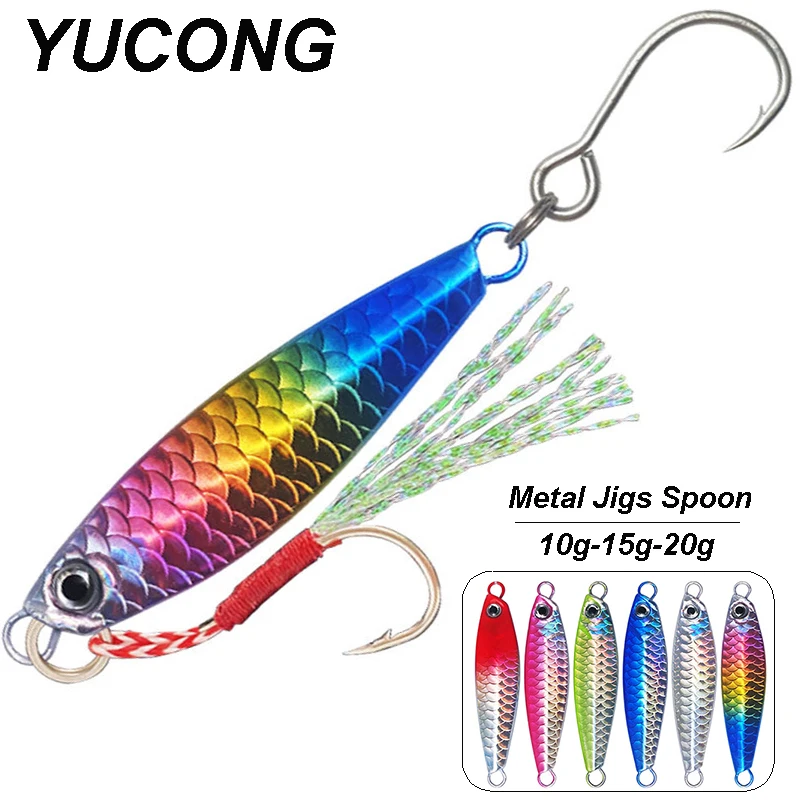 YUCONG 1PX Spoon Metal Jigs 10g-15g-20g Shore Cast Slow Jigging Lure Trolling Fishing Bait Sinking Hard Wobbler Hartköder leurre