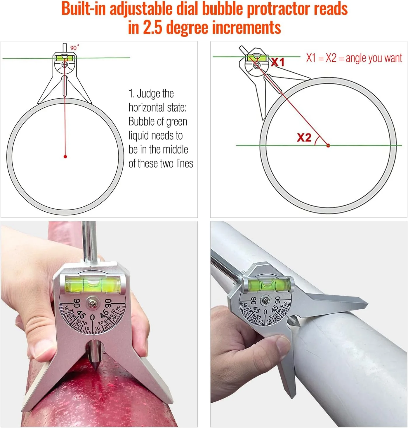 Wyszukiwarka środka rury Pomiar średnicy rury za pomocą regulowanego kątomierza bąbelkowego 4-calowy znacznik rur bezpieczeństwa typu Y Narzędzie z głowicą centrującą