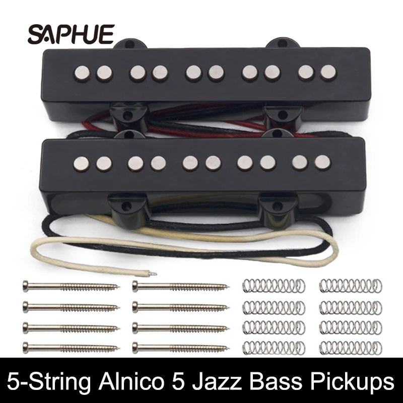 New 5-String Alnico 5 Jazz Bass Pickups Neck-9.6K & Bridge-11.1K Pickup Fit 5 Strings Jazz Bass Guitar Pickup Part