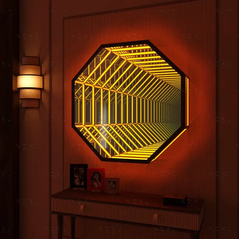 infinity mirror RGB color wifi control decoration hexagon wall lamp