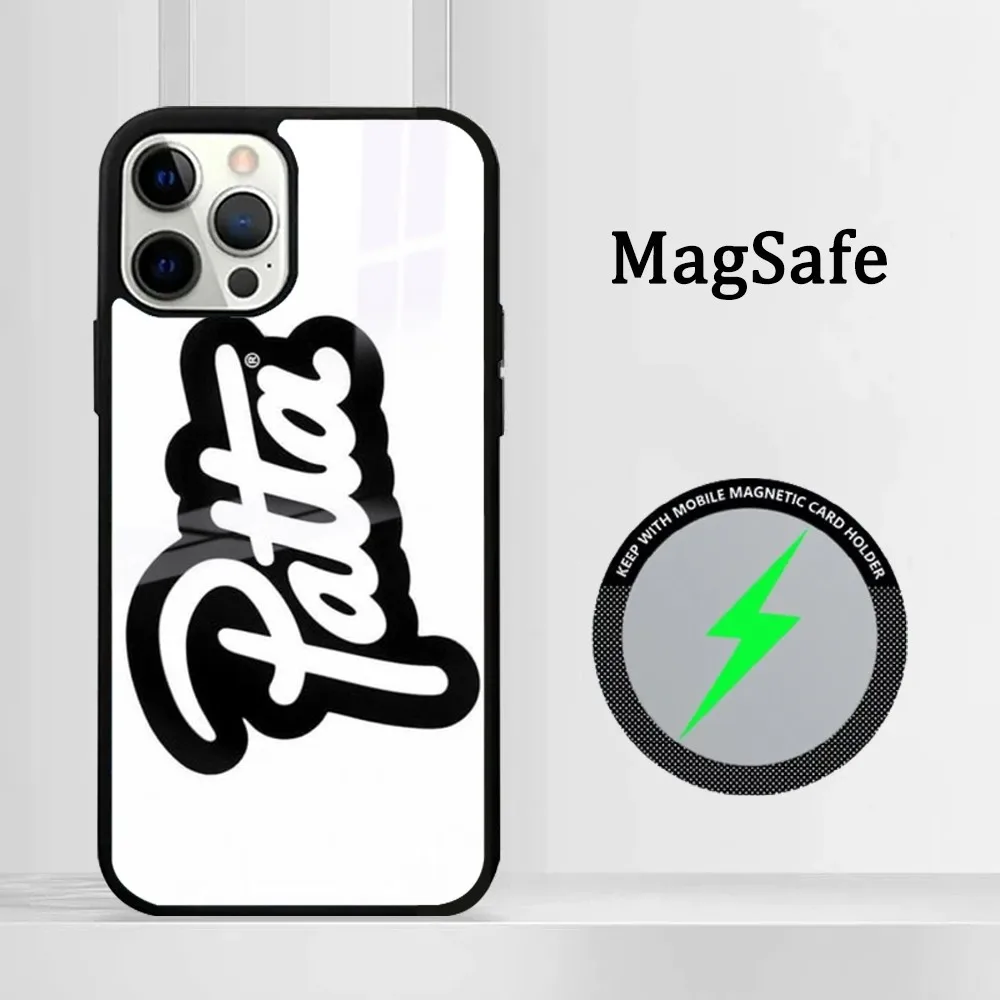 Fashion P-patta Phone Case For iPhone16 15 14 13 12 11 Pro Max Plus Mini Mirror Magnetic Cover