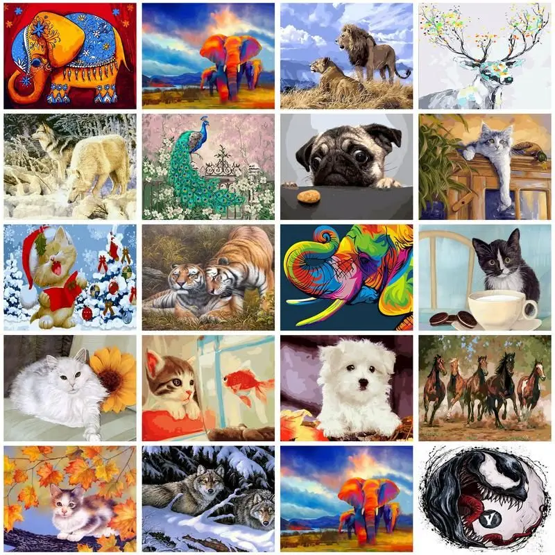 

CHENISTORY Paint By Number Dog Cat Animal For Adults DIY 40x50cm Frame Picture By Numbers Acrylic Paint On Canvas Home Decor