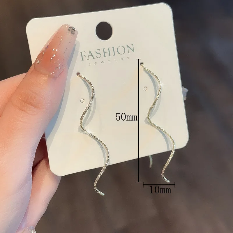 Long Spiral Ear Line For Women Korean Wave Drop Earrings Geometric Statement Simple Earrings Party Wedding Fashion Jewelry