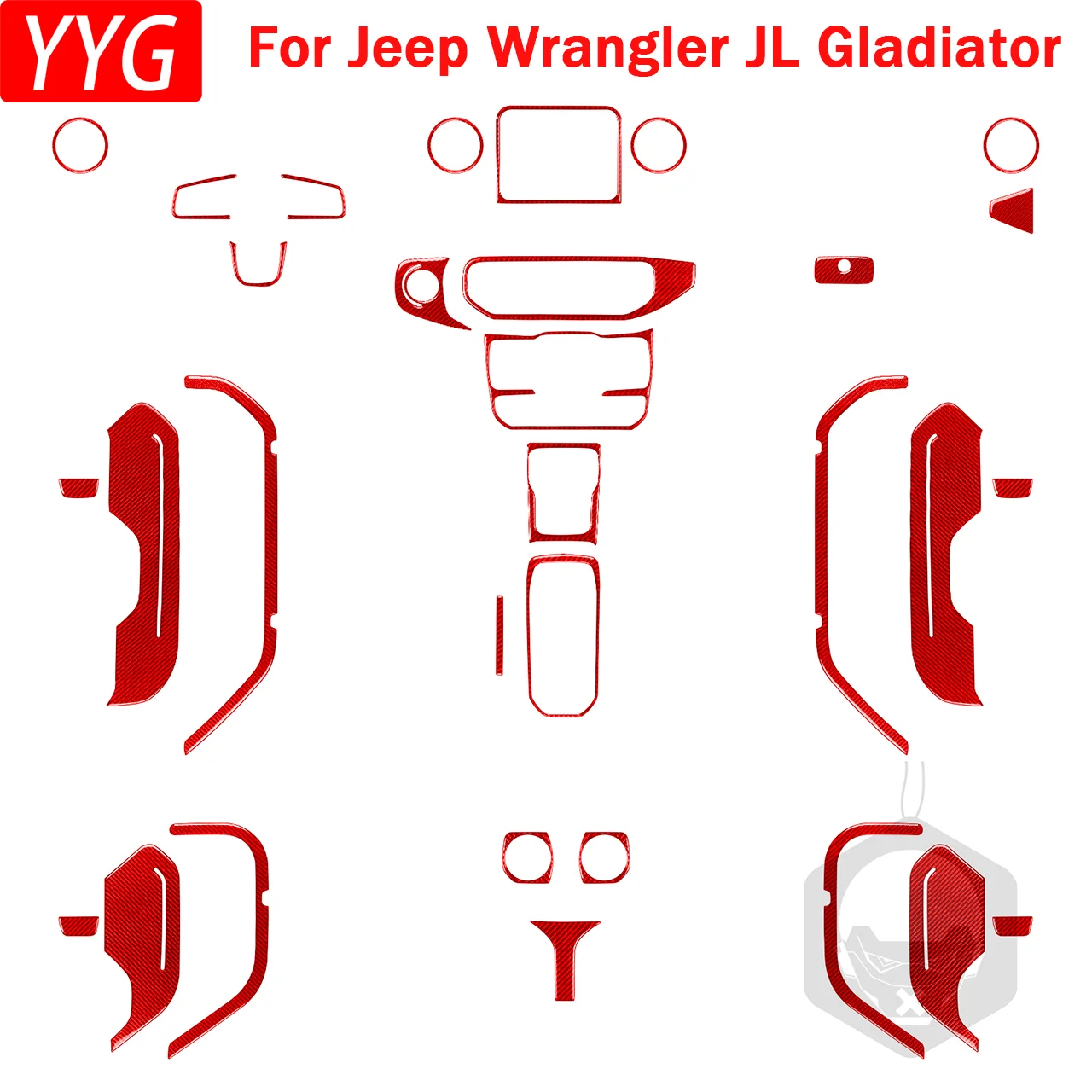 For Jeep Wrangler JL For Gladiator 2018-2023 Car Interior Center Console CD Player Door Panel Decorative Carbon Fiber Stickers