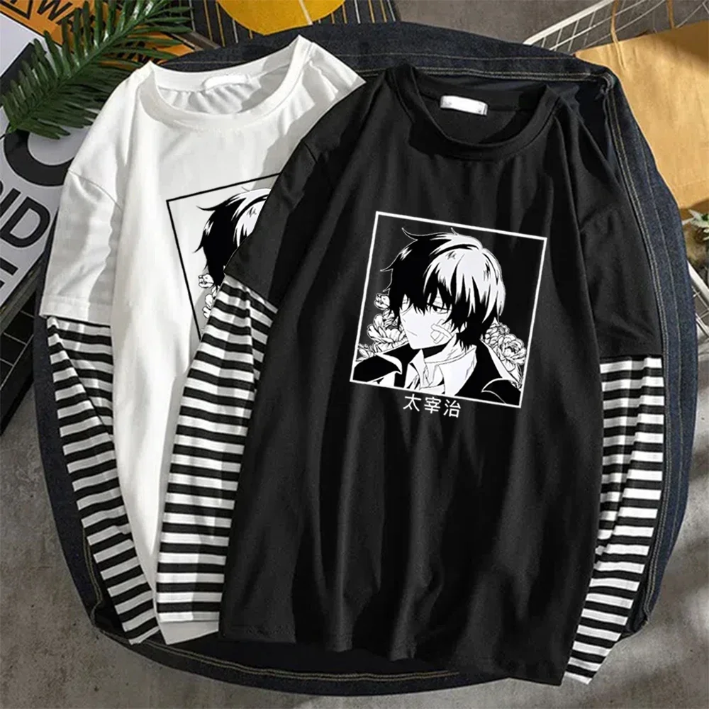 أنيمي طباعة وهمية قطعتين طويلة الأكمام تي شيرت الصيف النساء الرجال عادية Harajuku الشارع الشهير خمر قطعتين كم طويل تي شيرت #1