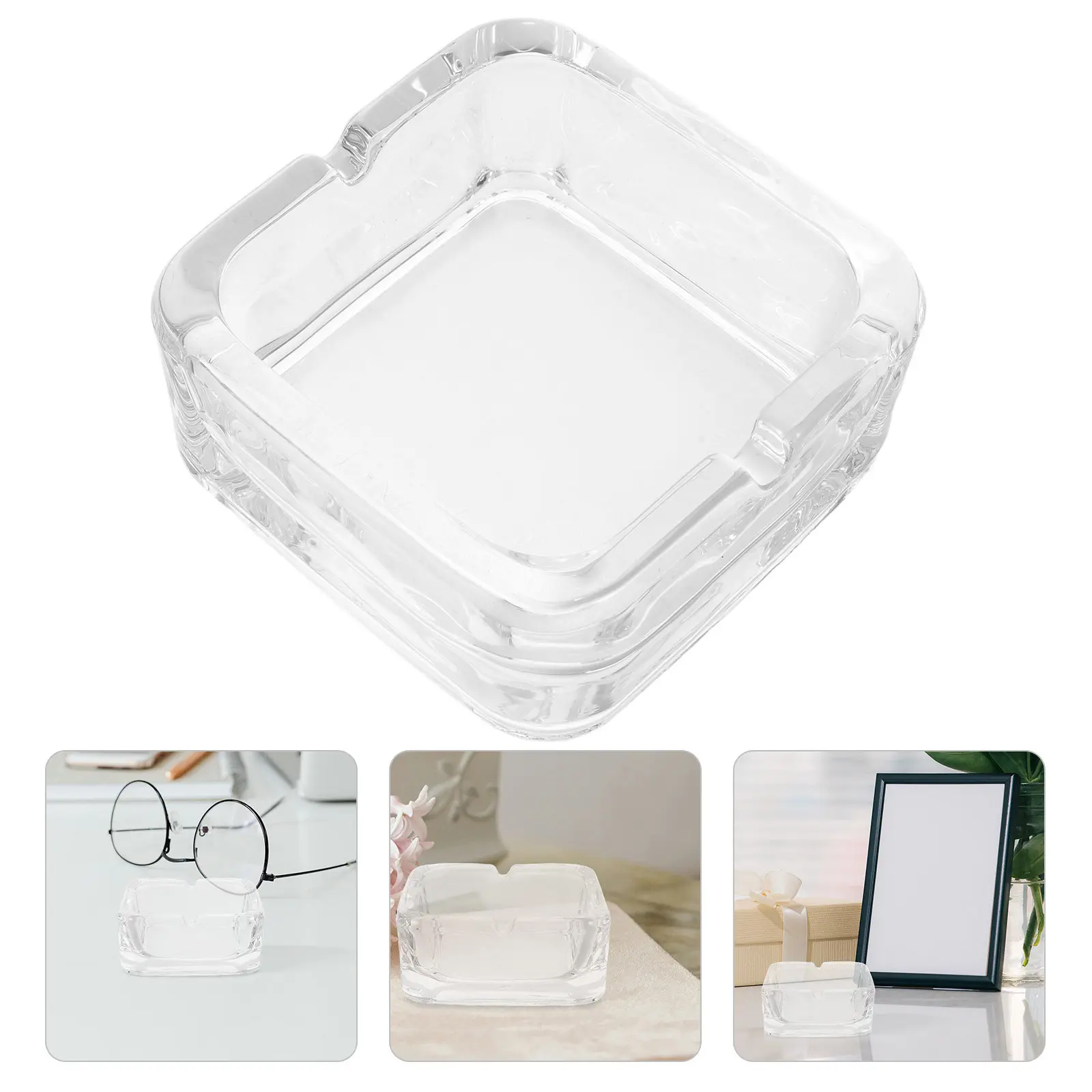 

2 шт. автомобильные пепельницы, прозрачные маленькие контейнеры для мусора, настольные декоративные квадратные пепельницы для офиса, стеклянные украшения внутри