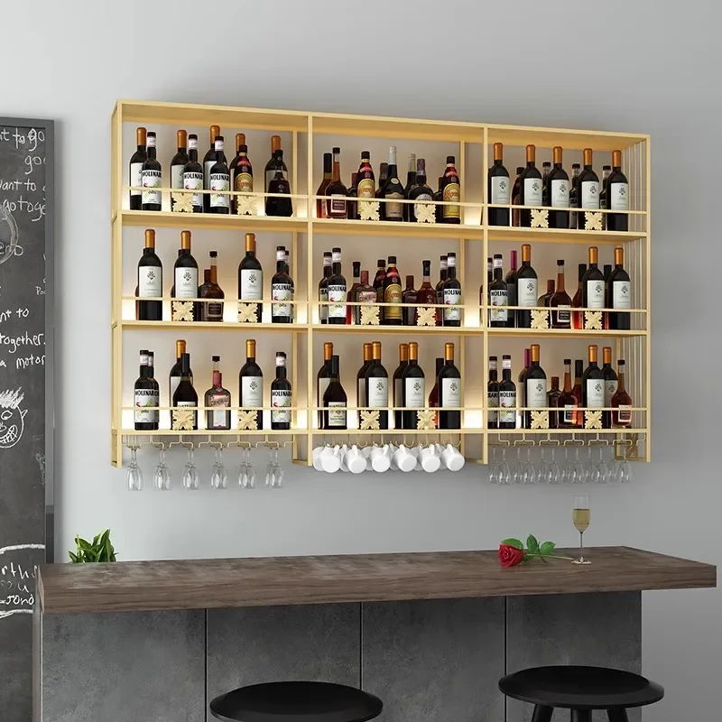 Bar red wine rack  cabinet wall hanging creative red  glass rack upside down wall Baijiu shelf wine display rack