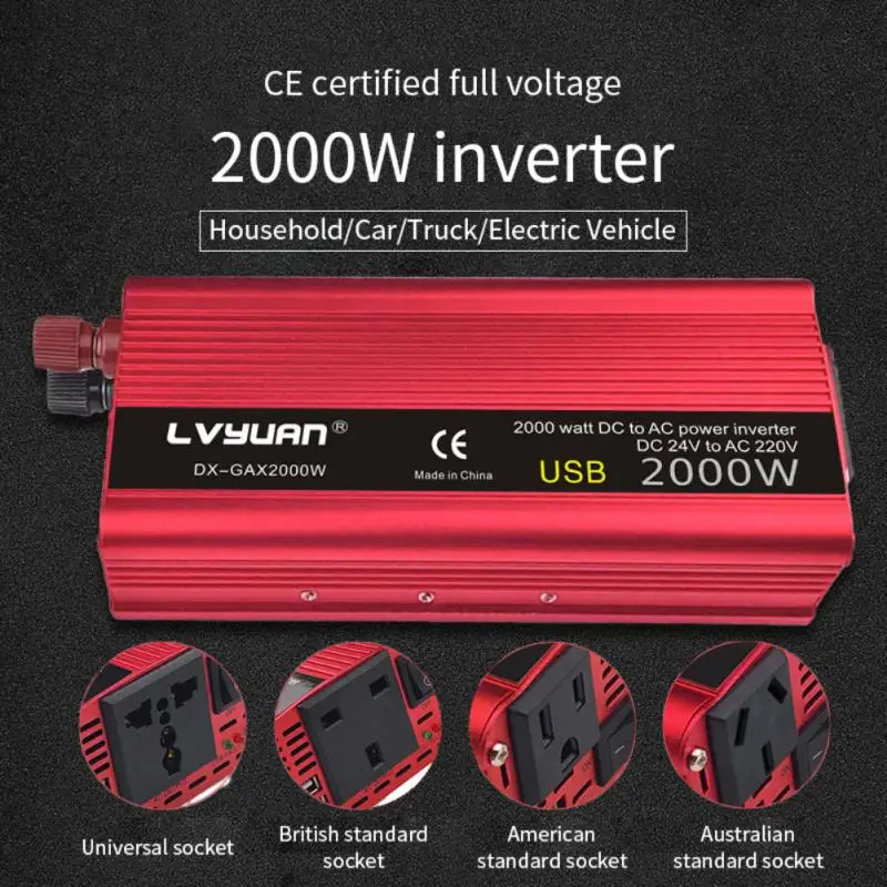 

Hot 2000W Car Inverter Dual USB12V To 110V/220V Power Converter Car Mounted Inverter