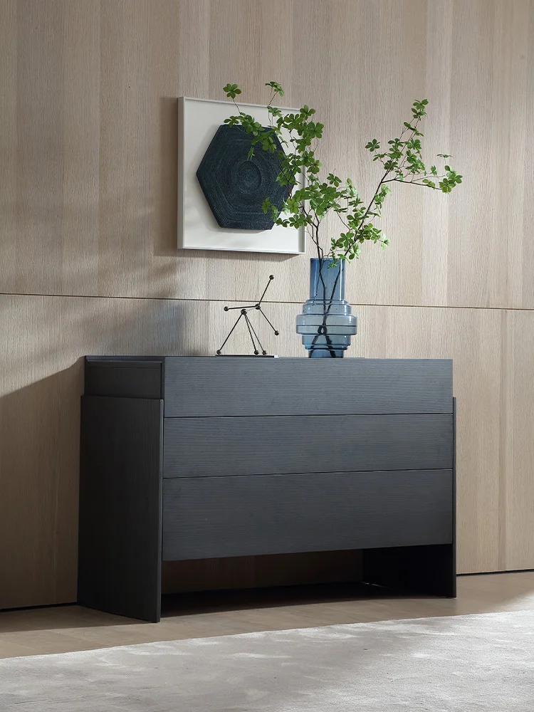 Italian minimalist living room storage cabinet with four or three buckets Modern minimalist solid wood edge cabinet