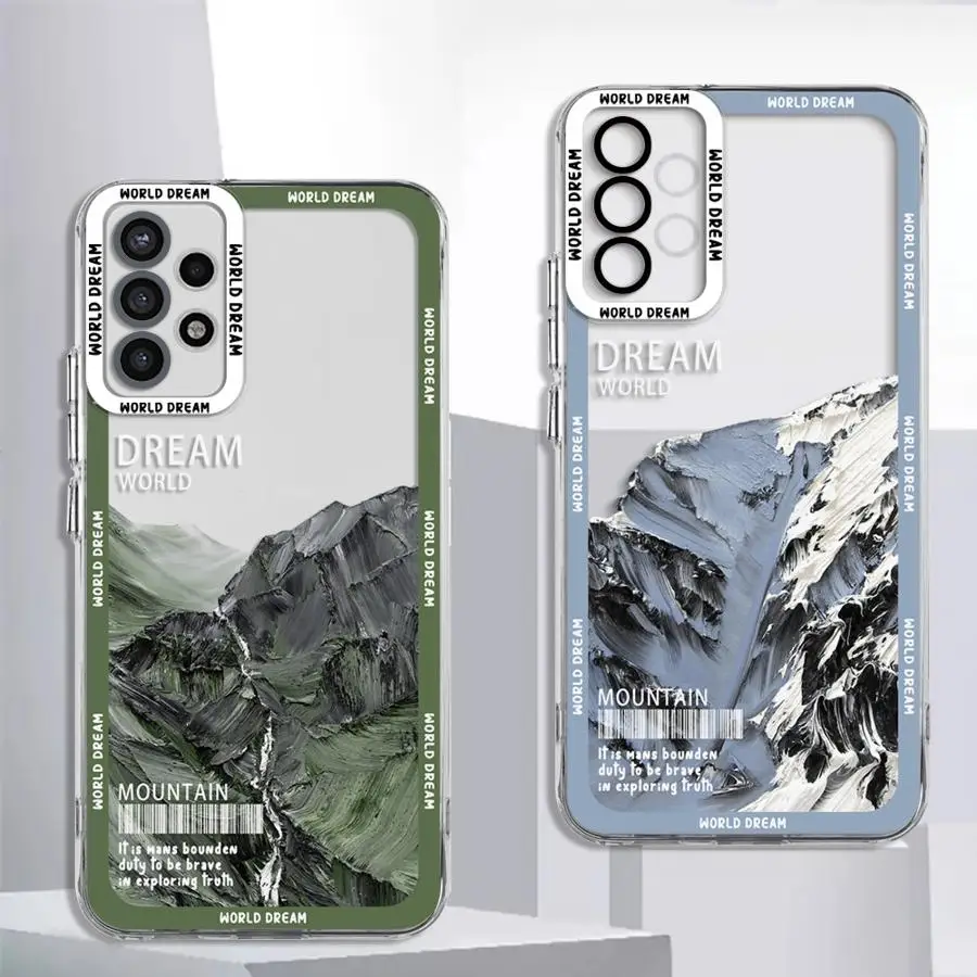 Sunset Snow Mountain Cover Case for Samsung Galaxy A35 A55A53 A54 A73 A34 A33 A25 A24 A13 A14 A15 Clear Soft Shell