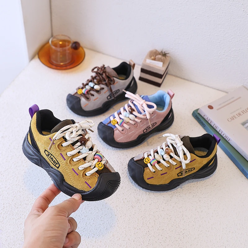 Children Outdoor Sneakers Patchwork Anti-kick Boys Girls Sports Shoes for Toddlers School Lightweight Kids Causal Running Shoes