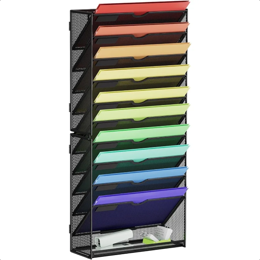 

Marbrasse Wall File Holder 11Tier Hanging Wall File Organizer for Papers Files Clipboard Magazine Organizer Wall Mount File Hol