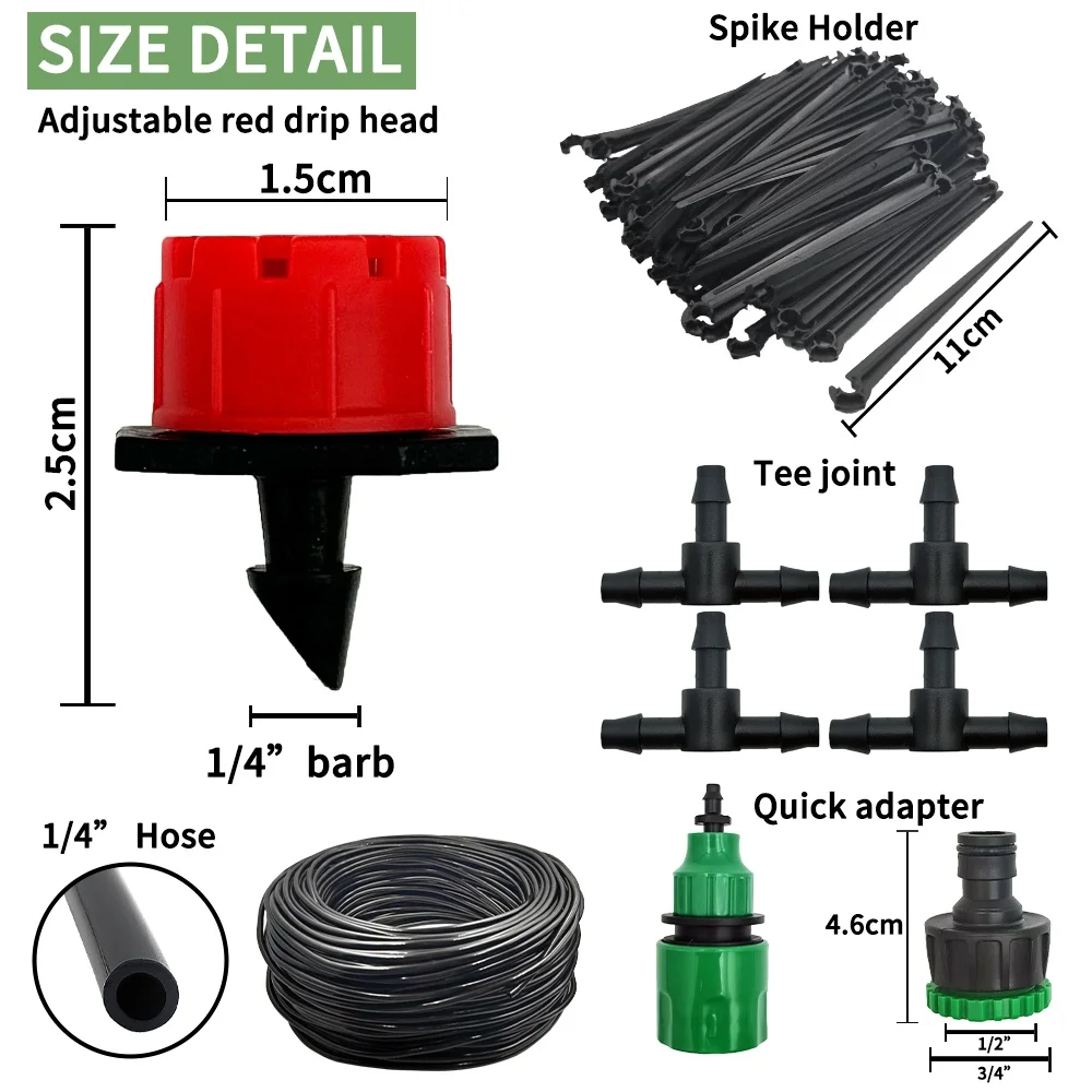 Micro Drip Irrigation System Portable 5-20M Automatic Watering with Adjustable Drippers Misting Watering Kits Garden Hose