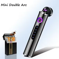 Mini Cylindrical Double Arc USB Plasma Windproof Lighter Touch Sensing Metal Pulse Flameless Cigarette Lighter Men's Gift
