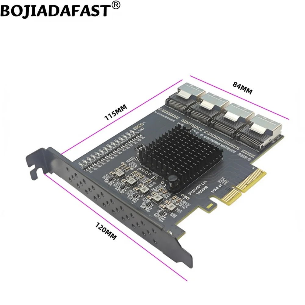 PCI Express X4 PCI-E 4X to 4 * Mini SAS SFF-8087 Adapter Controller Card + 16 SATA 3.0 Hard Disk Drive Data Cables