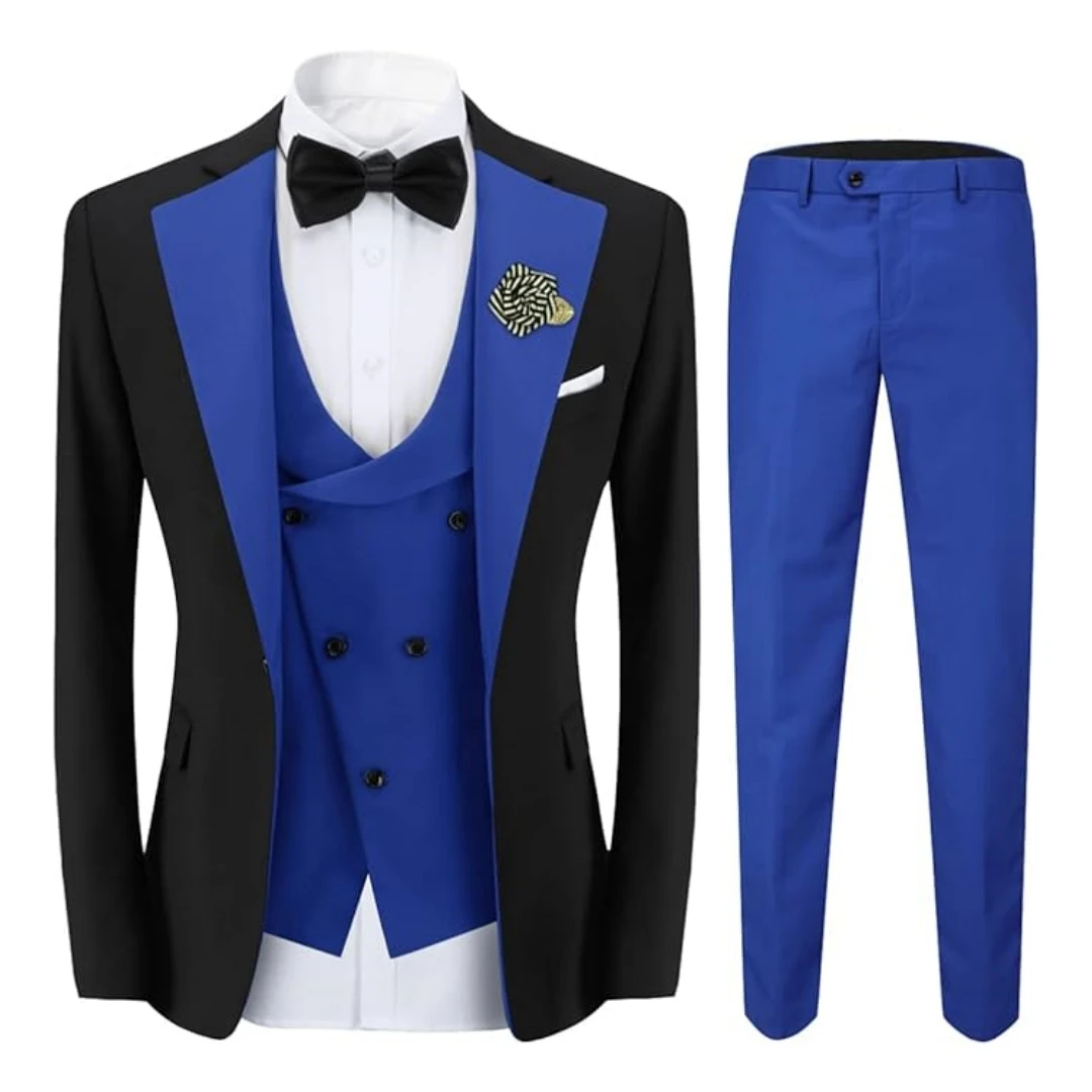 Black Pink Classic Groom Suits 3pcs Blazer Vest Pants Customized Formal Prom Party Business  Male Suit