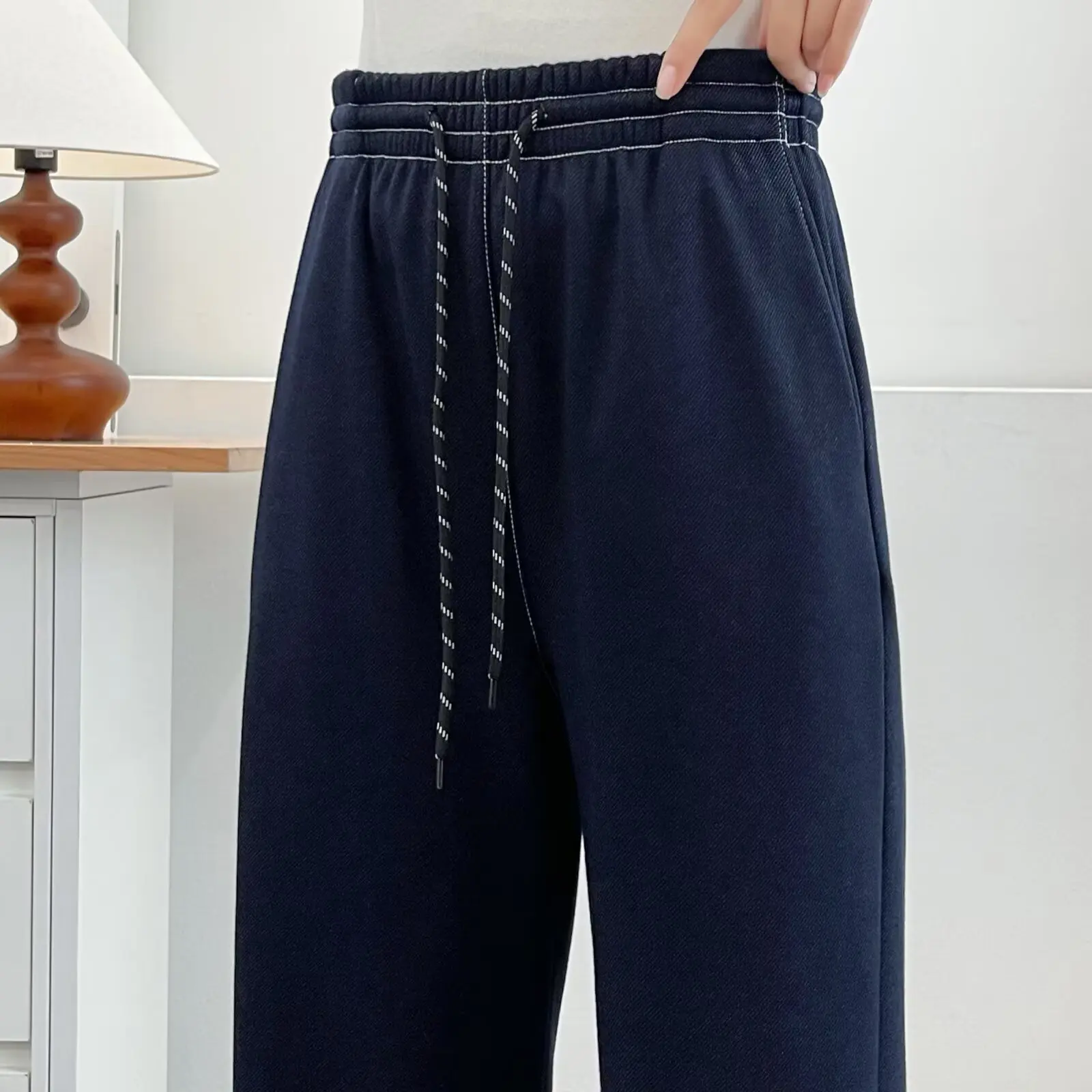 Odzież damska XXXXL Plus Size, spodnie z szerokimi nogawkami, zimowe, nowy styl, proste spodnie z prostymi nogawkami z ciepłym polarem, codzienne 2528