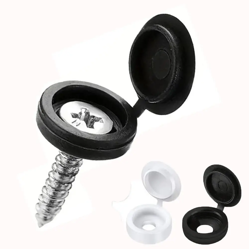 100Pcs Black/White Screw Decorative Cover Self-Tapping Hinged Screw Cover Caps Plastic Screw Cap Cover Car Decorative Nuts Cover