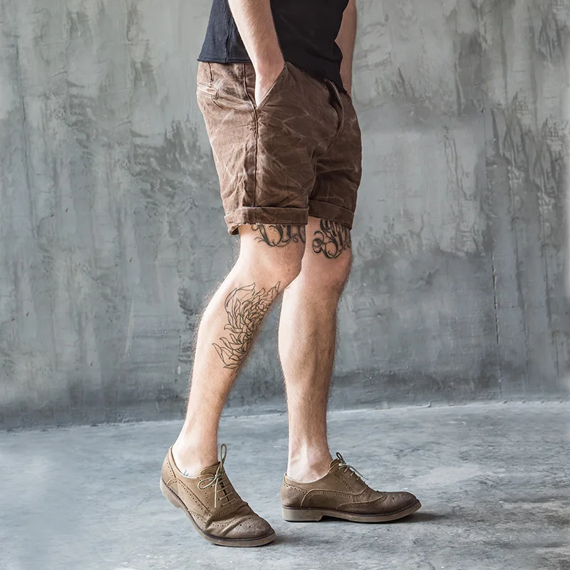 May Kaji Summer Denim Shorts Men's Slim Tooling Three-point Four-point Pants Old Retro Tie-dye Washing Process