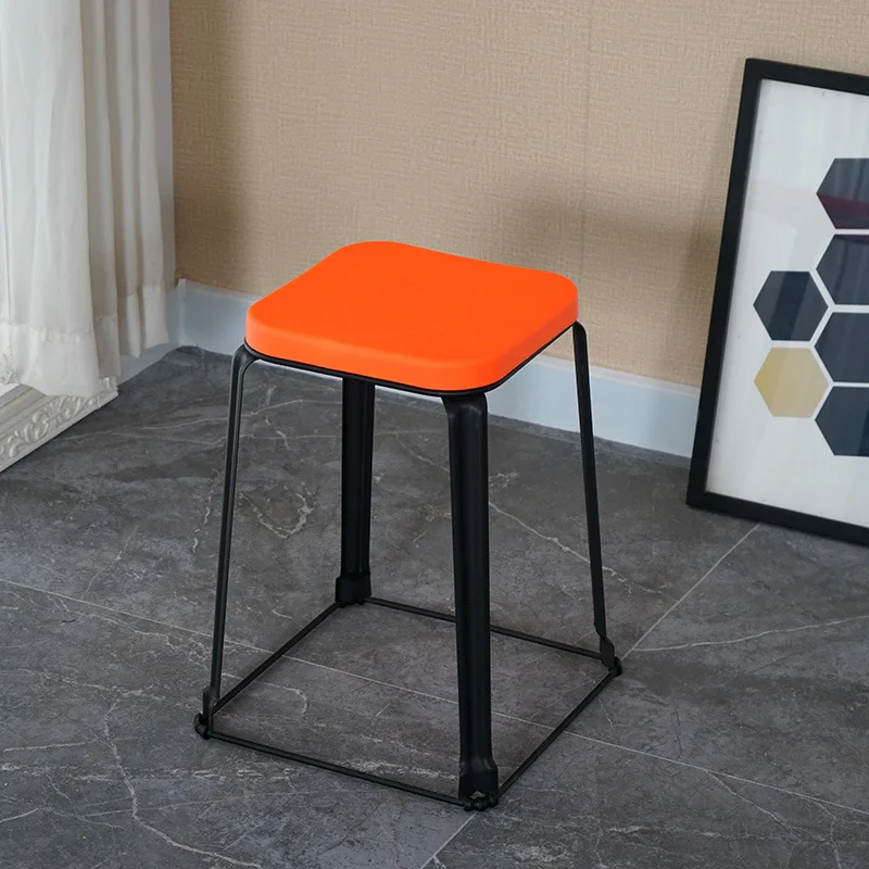 F299 Waterproof iron stool simple dining table soft pack home storage stool hotel restaurant large square stool