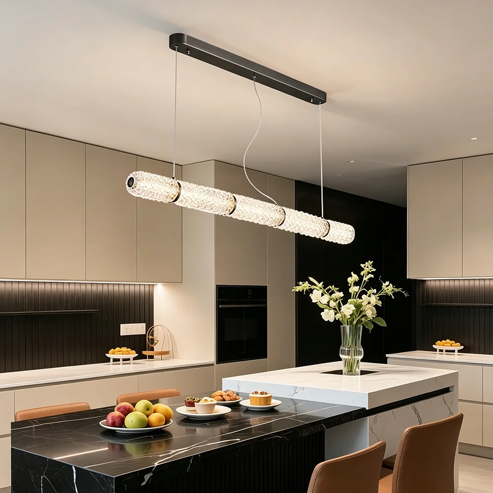 Modern Long Glass Pendant Light for Dining Room Kitchen Island Bar Nordic Minimalist Chandelier Designer LED Lighting Fixtures