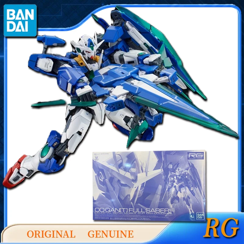 Bandai-figuras de acción de Gundam RG 00QAN, juguetes originales de Anime para niños y niñas, regalo para niños, adornos de modelos coleccionables