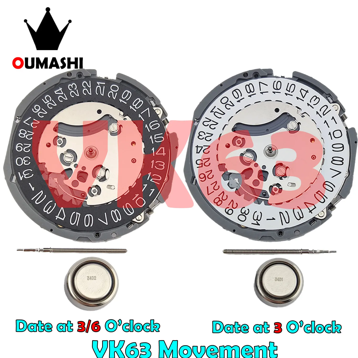 

Watch Movement VK63 movement Quartz Chronograph Date Display Small second Complication Japanese Origin Quality guarantee