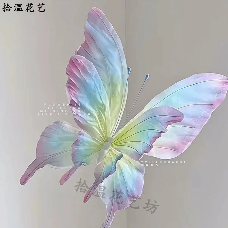 AI Symphony Butterfly Large Silk Simulation Butterfly Decoration Landscaping Monet Garden Photo clock in layout props