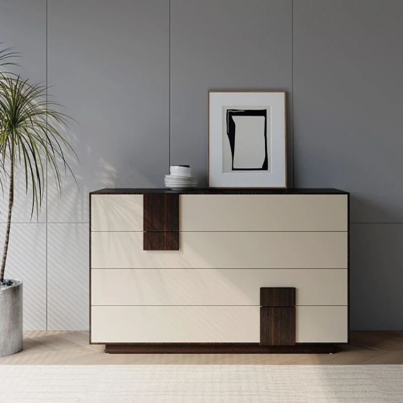 

Italian minimalist four-chest cabinet, Italian designer bedroom solid wood chest, storage cabinet floor-to-ceiling