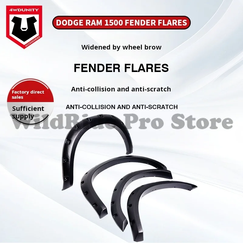 Textured ABS Fender Flares for Dodge Ram 1500 2009-2015 | Wide-Coverage Wheel Arch Extensions | Direct Bolt-On