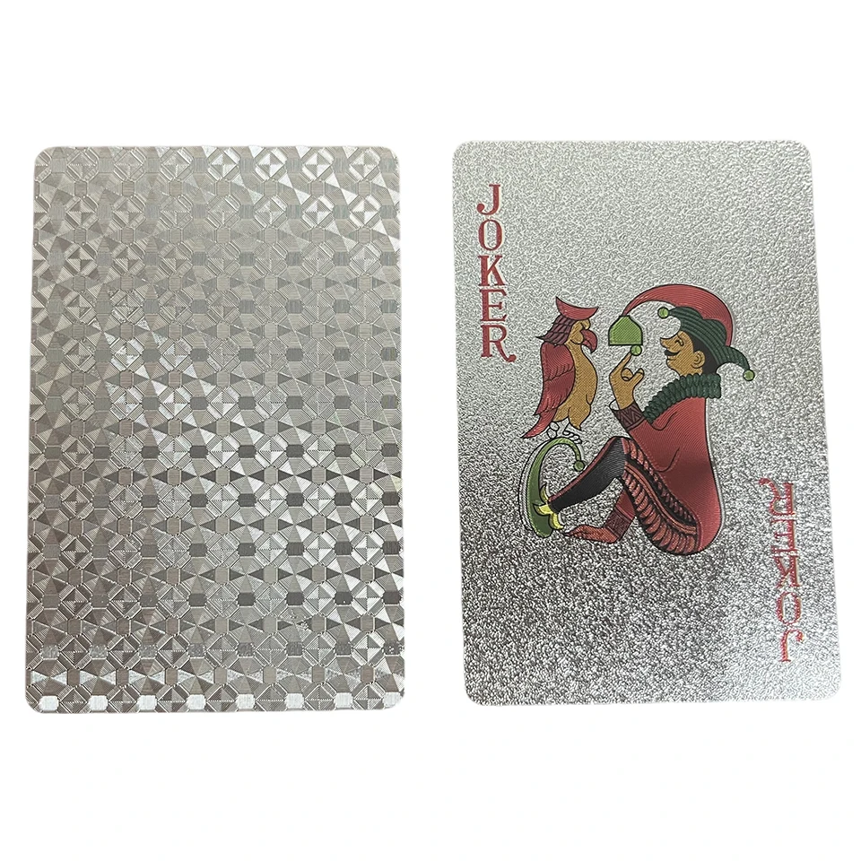 Silver poker playing cards board games child kids toy PVC Children toy Waterproof deck card game set collect Popularity Gif