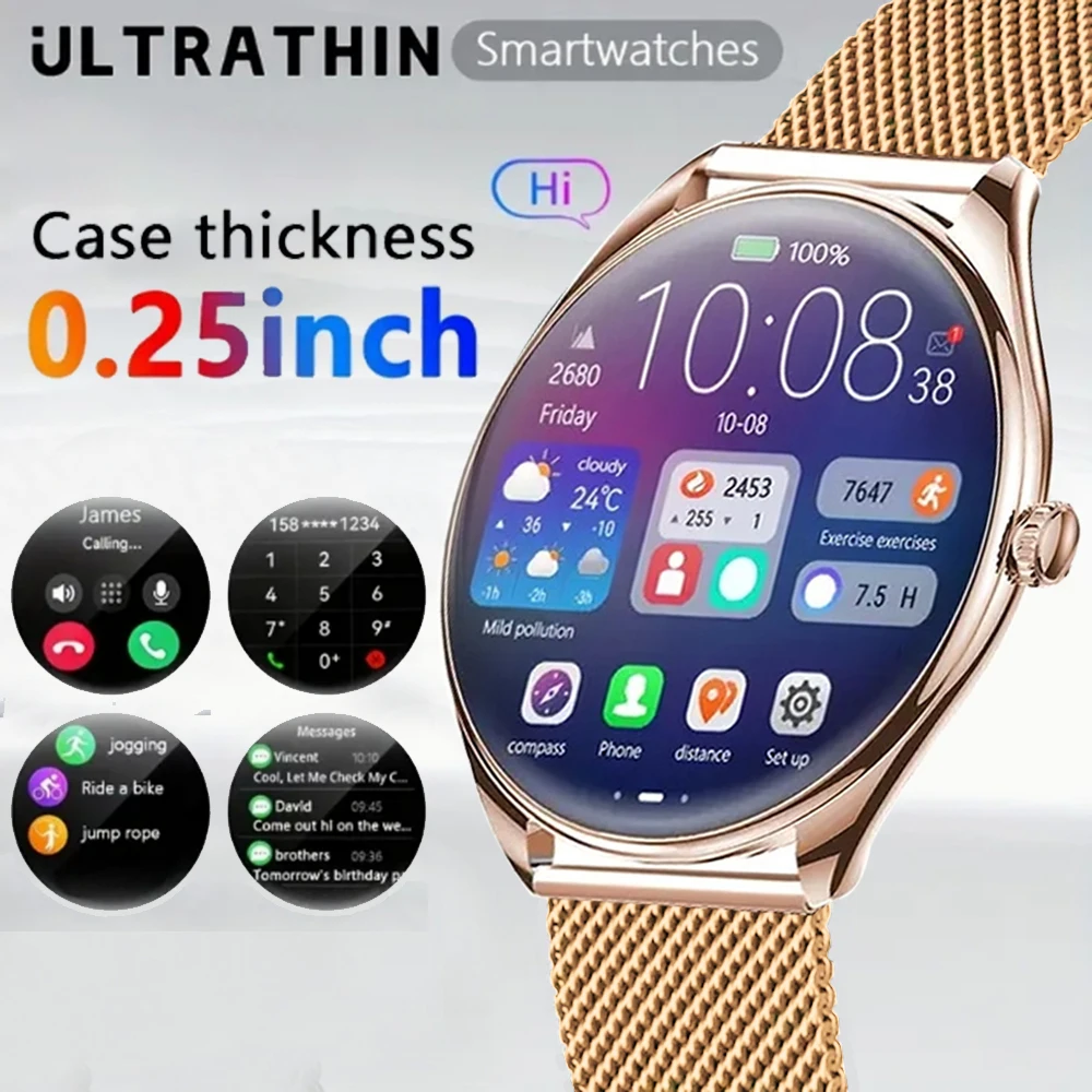 

2025 Новые ультратонкие женские умные часы 1,43-дюймовый HD AMOLED-дисплей Bluetooth-вызов Мультиспортивный трекер Музыкальный плеер Смарт-часы