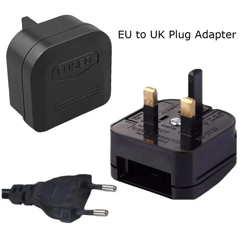 2 Pin EU To 3 Pin UK Plug Adapter With 3A/5A/13A Fuse UK British Electrical Travel Adapter Converter Socket AC Power Cord Outlet
