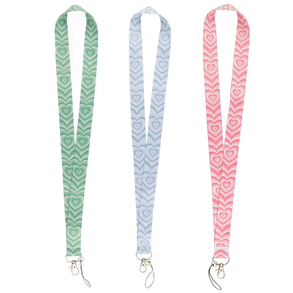 Holder Name Tag Holder Mobile Phone Strap Webbings Ribbon ID Card Pass Hang Rope Love Neck Strap Badge Holder Heart Lanyard