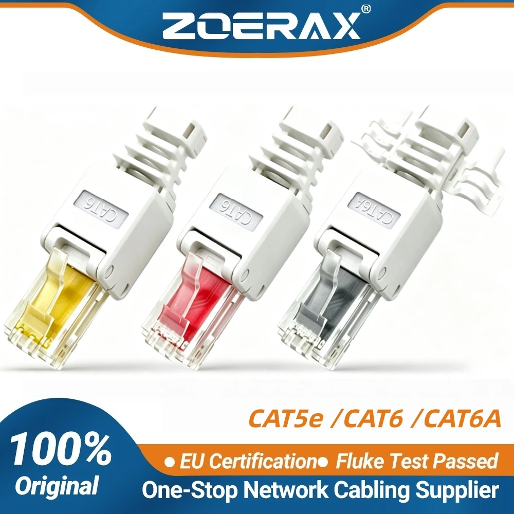 ZoeRax 1PCS Tool Free RJ45 Connector for UTP CAT6A/CAT6/CAT5E, No Crimper Internet RJ 45 for 23awg-26awg, Toolless LAN Cord Ends