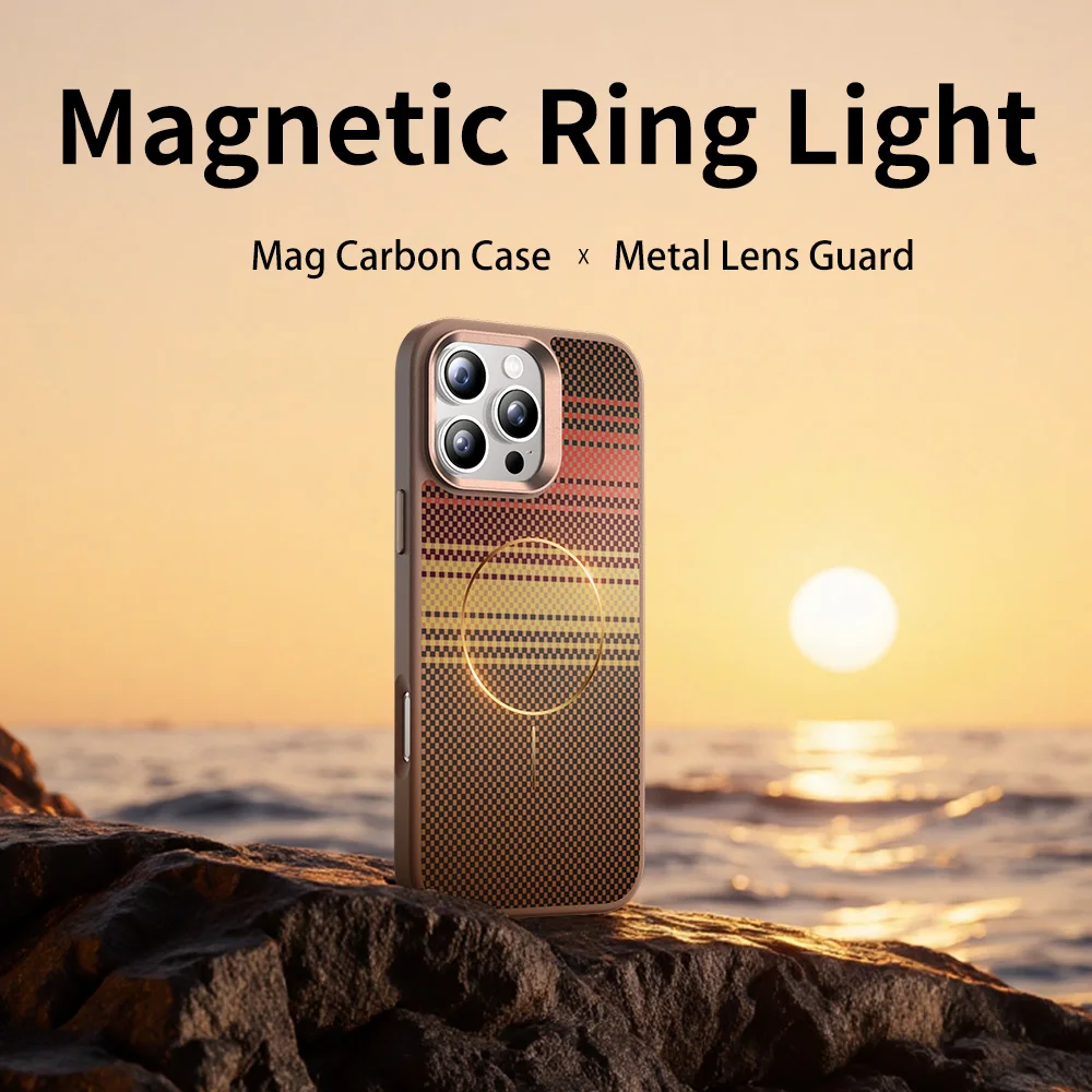 Magneitc Carbon Fiber Texture Phone Case For Iphone 14 15 16 Pro Max Anti-Fall Anti-Collision Phone Cover For Iphon 15 16 Promax