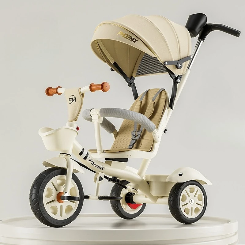 

Детский трехколесный велосипед-коляска с ручкой для толкания, легкий складной портативный детский велосипед-трицикл