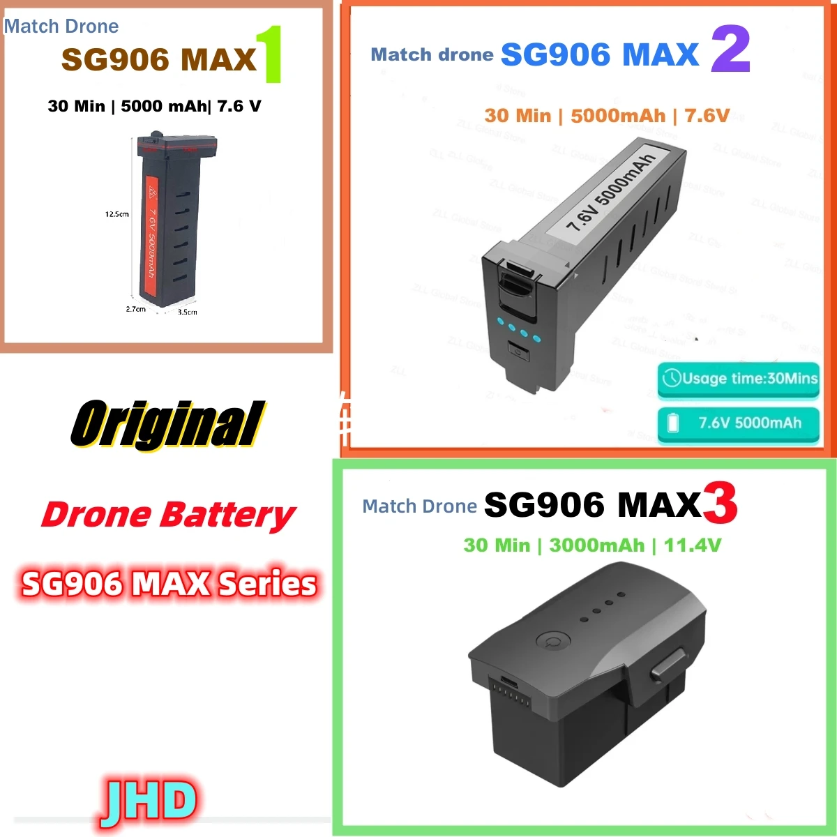 

JHD SG906 MAX2 Batteries For ZLL Original Drone Battery SG906 MAX Series SG906 MAX1/SG906 MAX2/SG906 MAX3 Battery Replacement