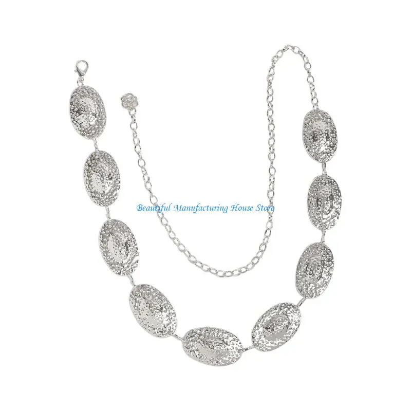 E56A Elegant Ellipse Shell Waist Chain with Adjustable Length Body Jewelry For Women