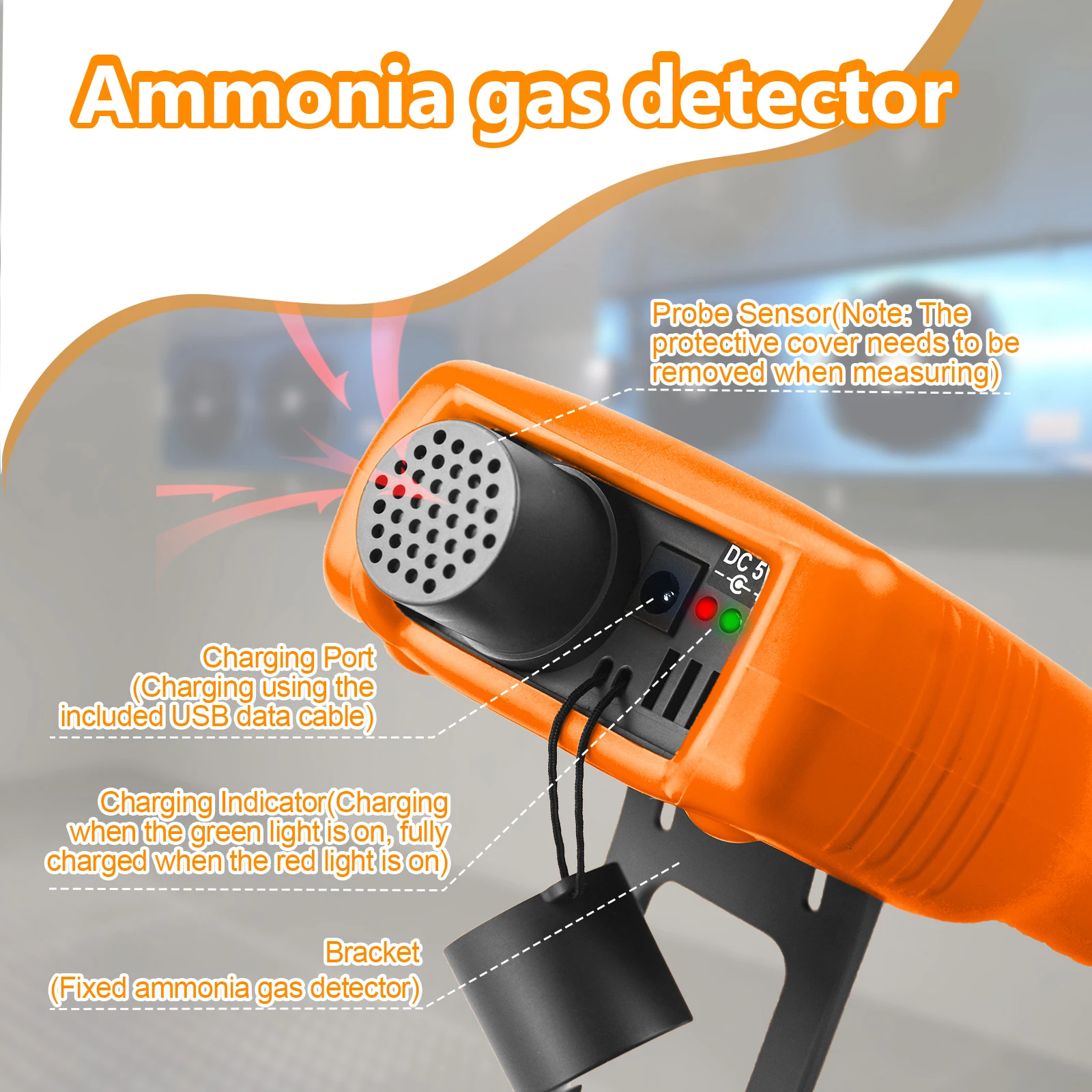 Handheld Digital Ammonia Gas Detection Analyser, With Electrochemical Sensor, Industrial Environmental Particle Test Analyser