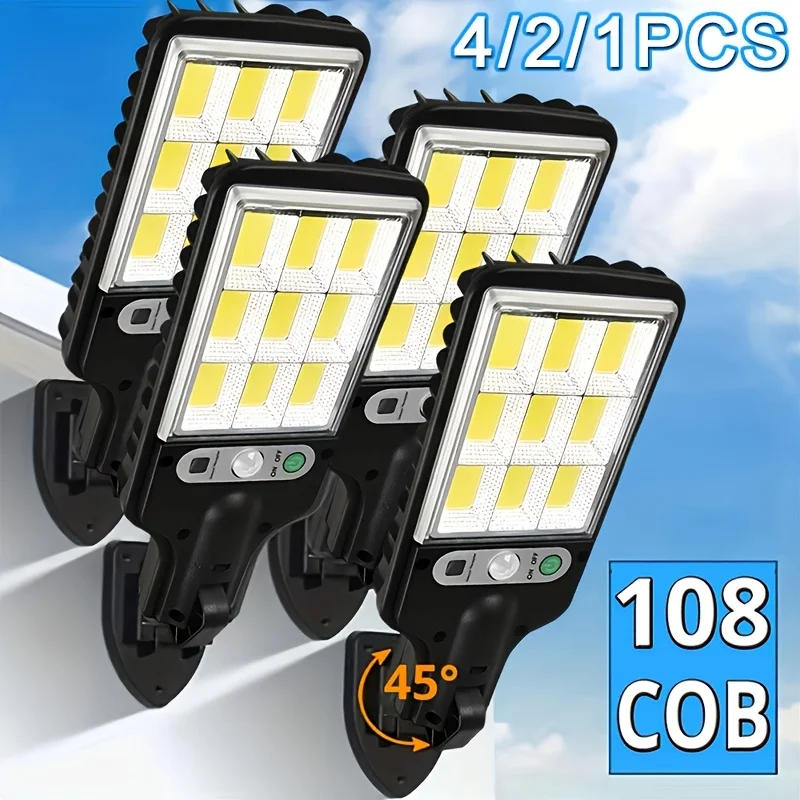 Lampe murale solaire extérieure à LED avec détecteur de mouvement corporel, 3 modes, pour jardin, terrasse, garage, cour, éclairage de rue étanche