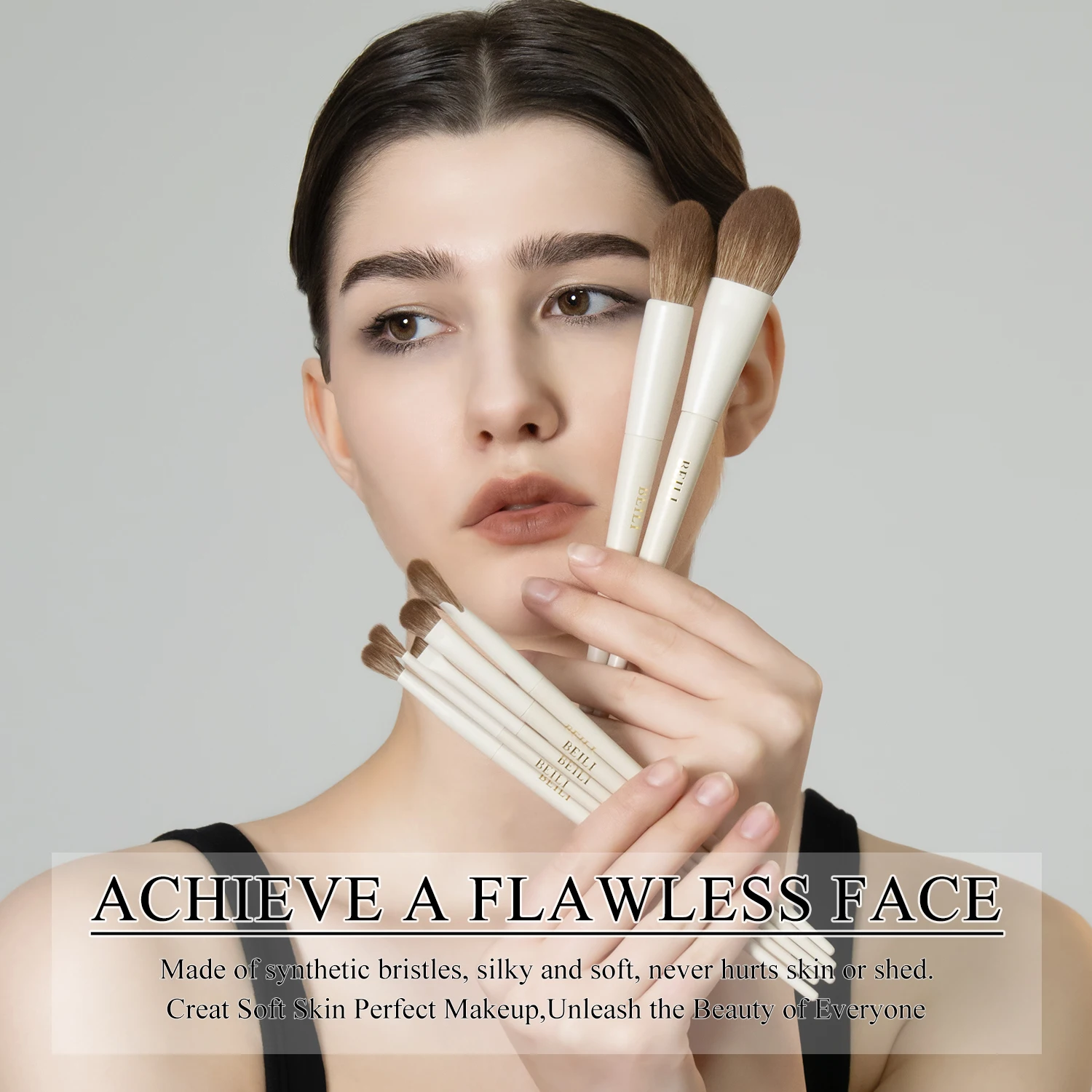 BEILI 메이크업 브러쉬 15종 세트, 합성 파운데이션 브러쉬, 파우더, 컨투어, 아이섀도우, 라이너, 블렌딩, 하이라이트 브러쉬