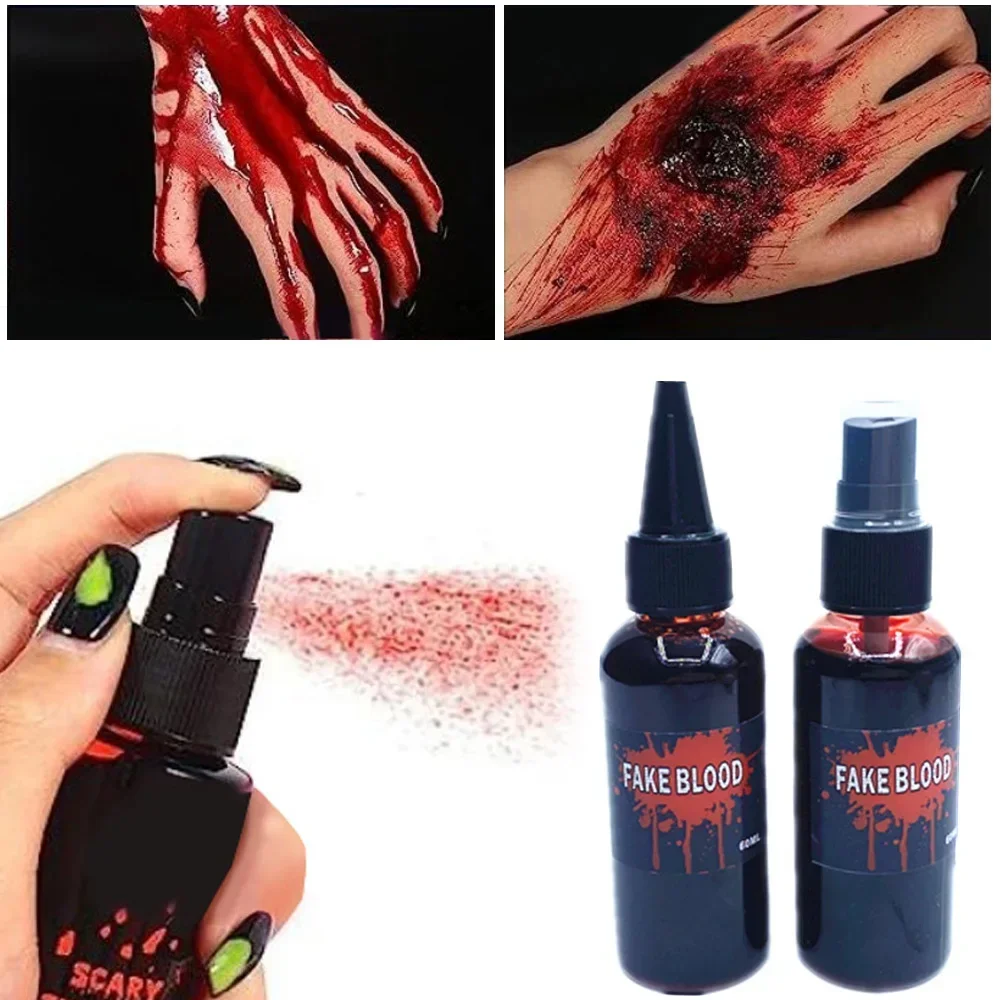 Halloween Plasma Spray Create Realistic Blood Effects Horror Fake Blood Spray Halloween Cosplay Makeup Washable Eye Blood Drops