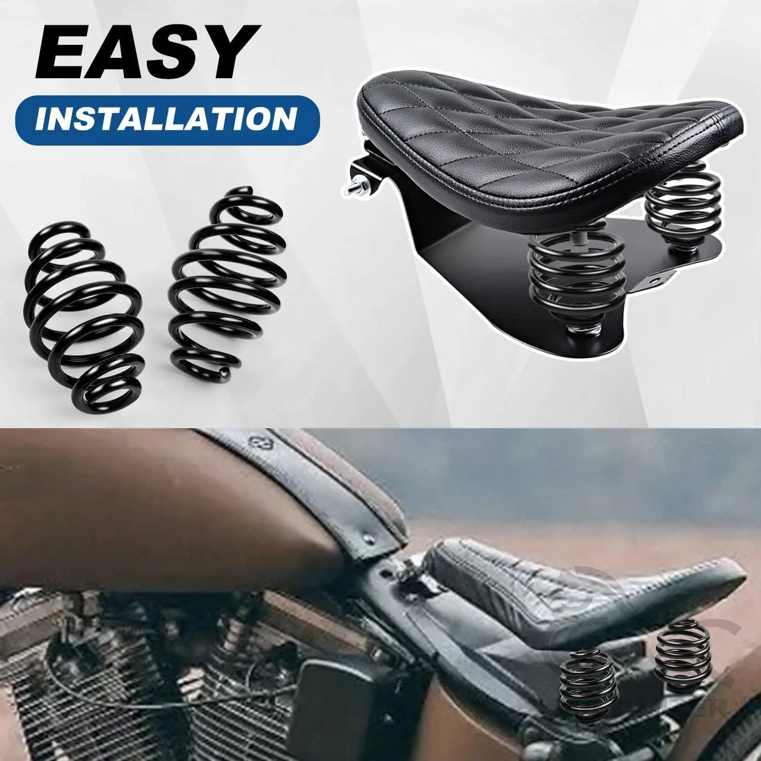Schwarze Motorrad-Einzelsitzfedern Passend für Harley Sportster Softail Dyna Fatboy Bobber Chopper Custom